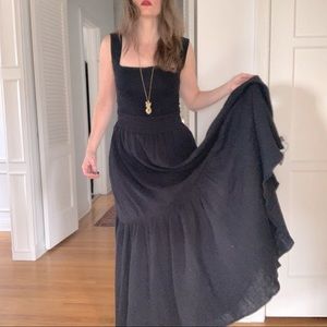 MARA HOFFMAN Black Gauze Tiered Maxi Prairie Skirt S